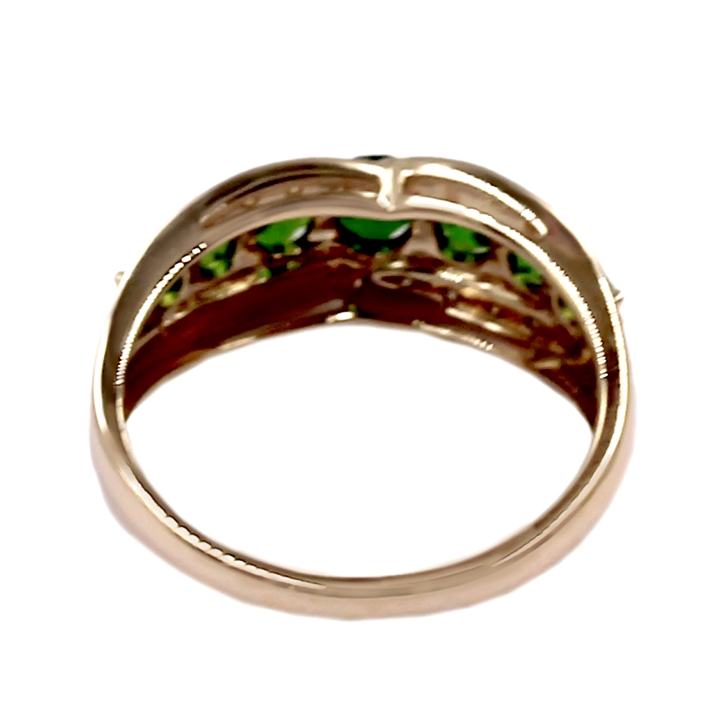 14kt Yellow Gold Chrome Diopside With Diamond Ring - Pinctore