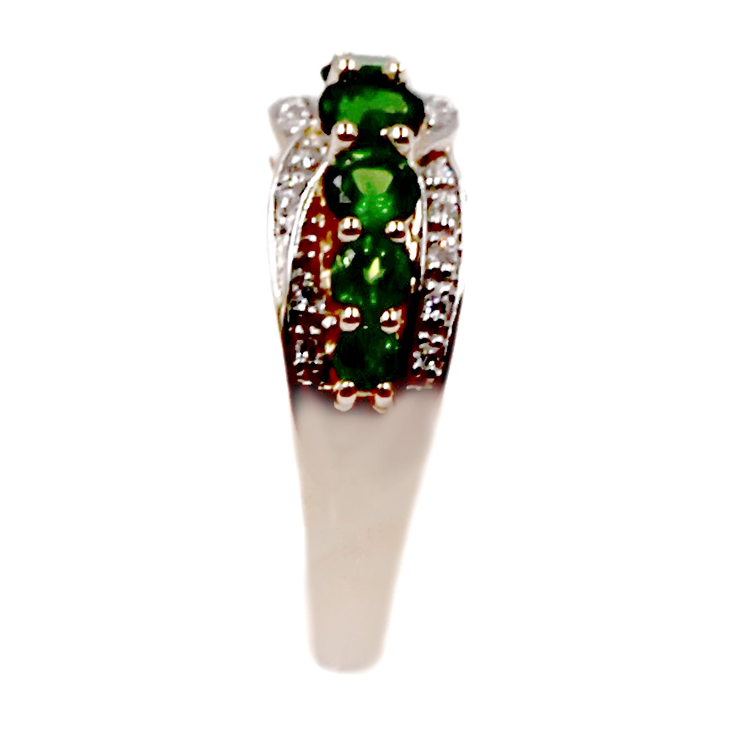 14kt Yellow Gold Chrome Diopside With Diamond Ring - Pinctore
