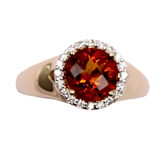 14kt Yellow Gold Madeira Citrine With Diamond Ring - Pinctore