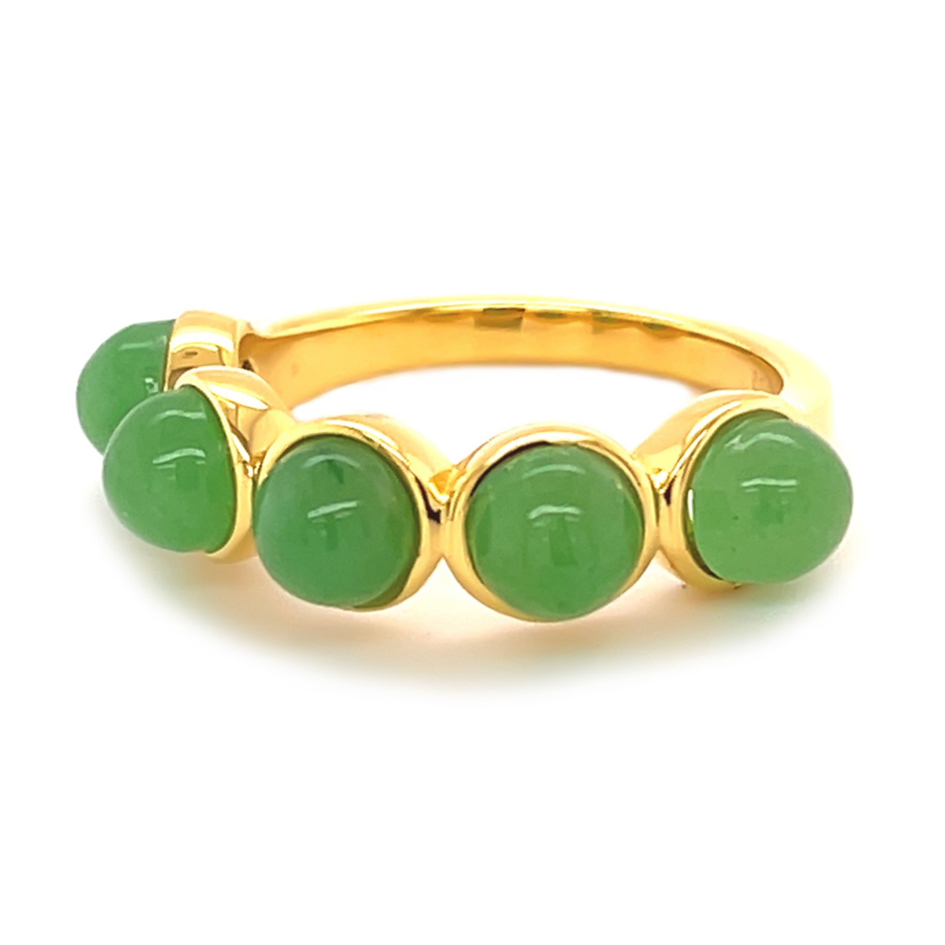 925 Sterling Silver Dyed Green Jade Ring - Pinctore