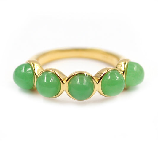 925 Sterling Silver Dyed Green Jade Ring - Pinctore