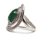 14K Gold & 925 Sterling Silver White Natural Zircon, Green Agate Ring - Pinctore