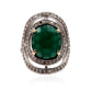 14K Gold & 925 Sterling Silver White Natural Zircon, Green Agate Ring - Pinctore