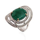 14K Gold & 925 Sterling Silver White Natural Zircon, Green Agate Ring - Pinctore