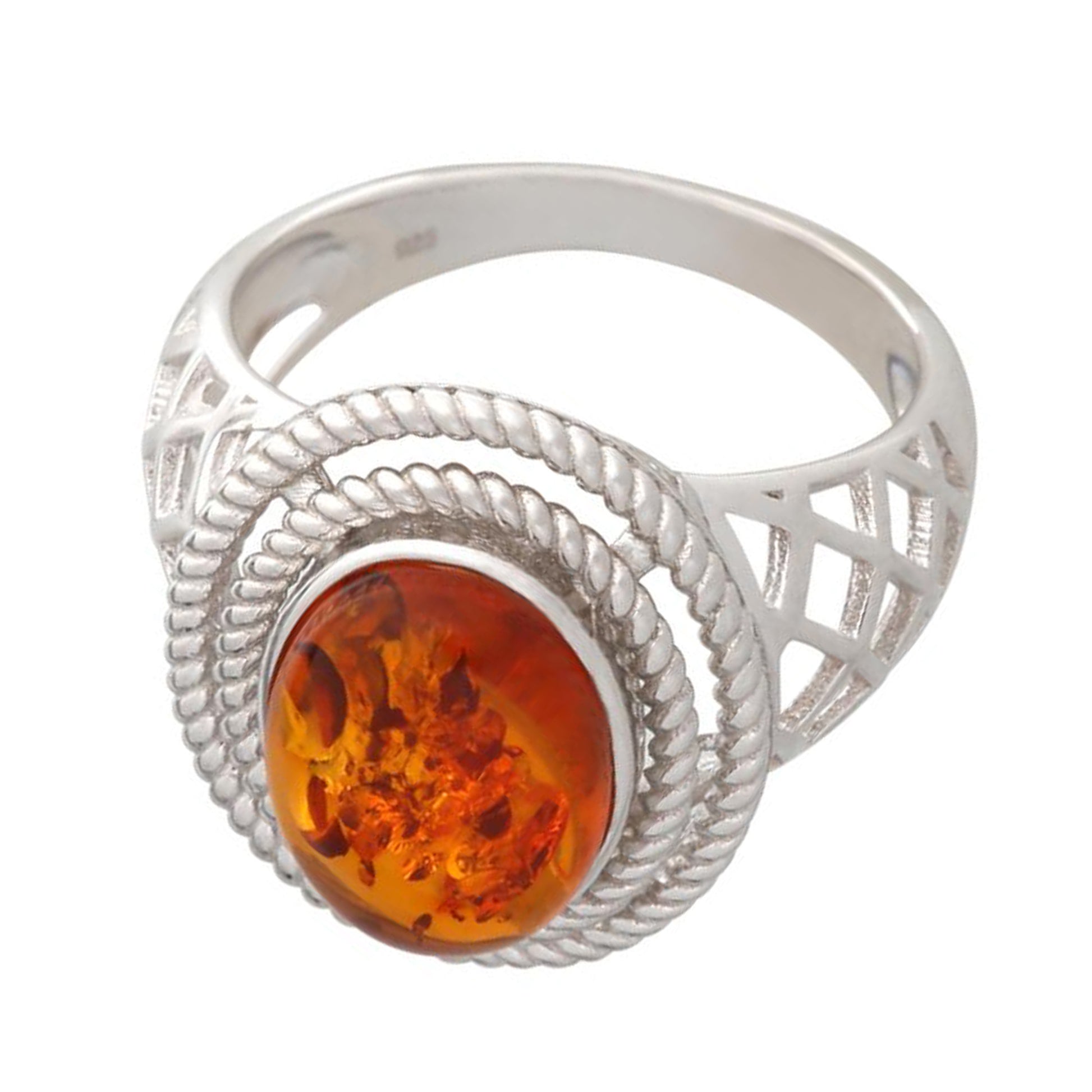 925 Sterling Silver Baltic Amber Ring - Pinctore