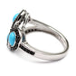 925 Sterling Silver Sleeping Beauty Turquoise, Black Spinel Ring - Pinctore