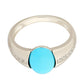 Sterling Silver 925 Sleeping Beauty Turquoise, White Natural Zircon Ring - Pinctore