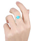 Sterling Silver 925 Sleeping Beauty Turquoise, White Natural Zircon Ring - Pinctore