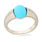 Sterling Silver 925 Sleeping Beauty Turquoise, White Natural Zircon Ring - Pinctore
