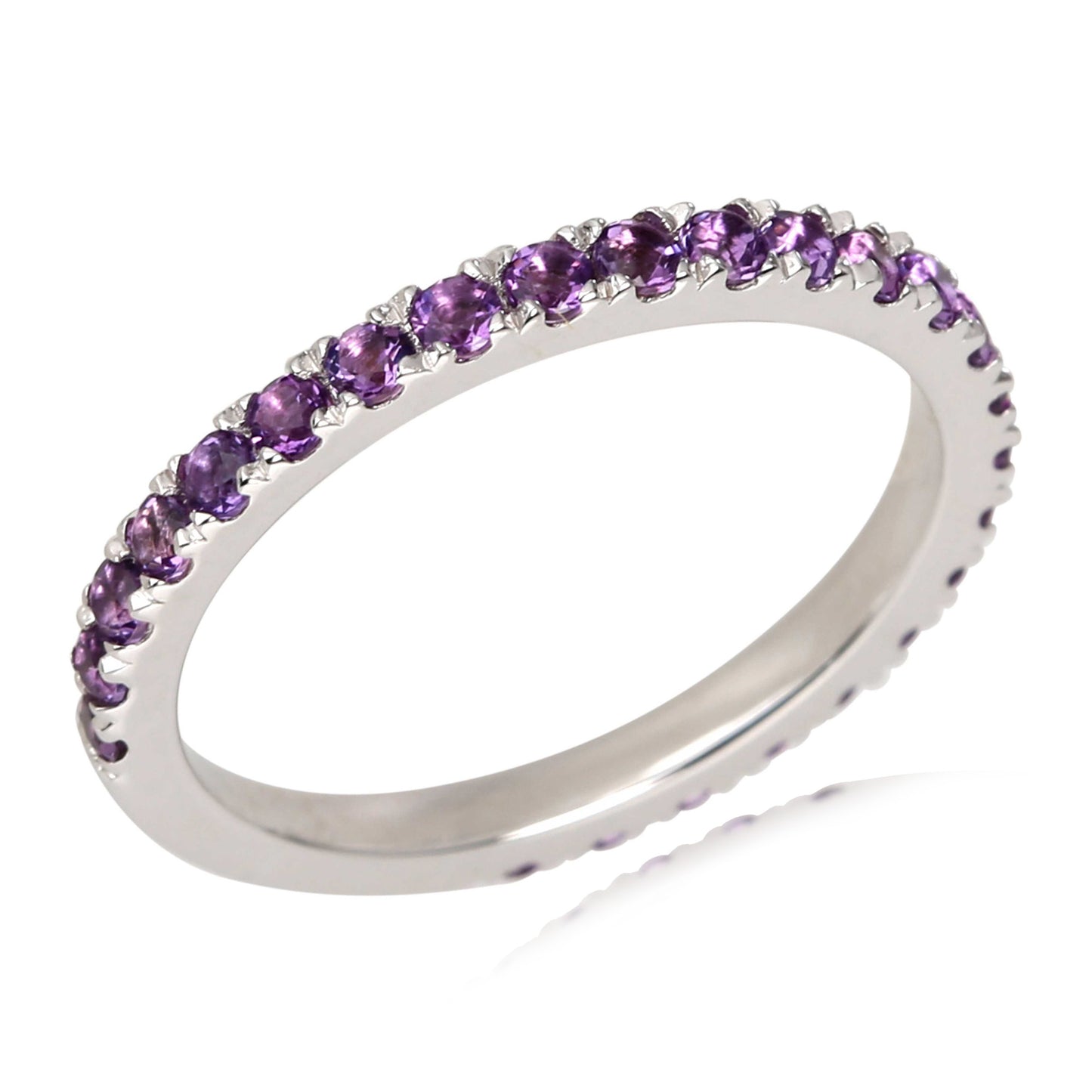 925 Sterling Silver African Amethyst Band Ring - Pinctore