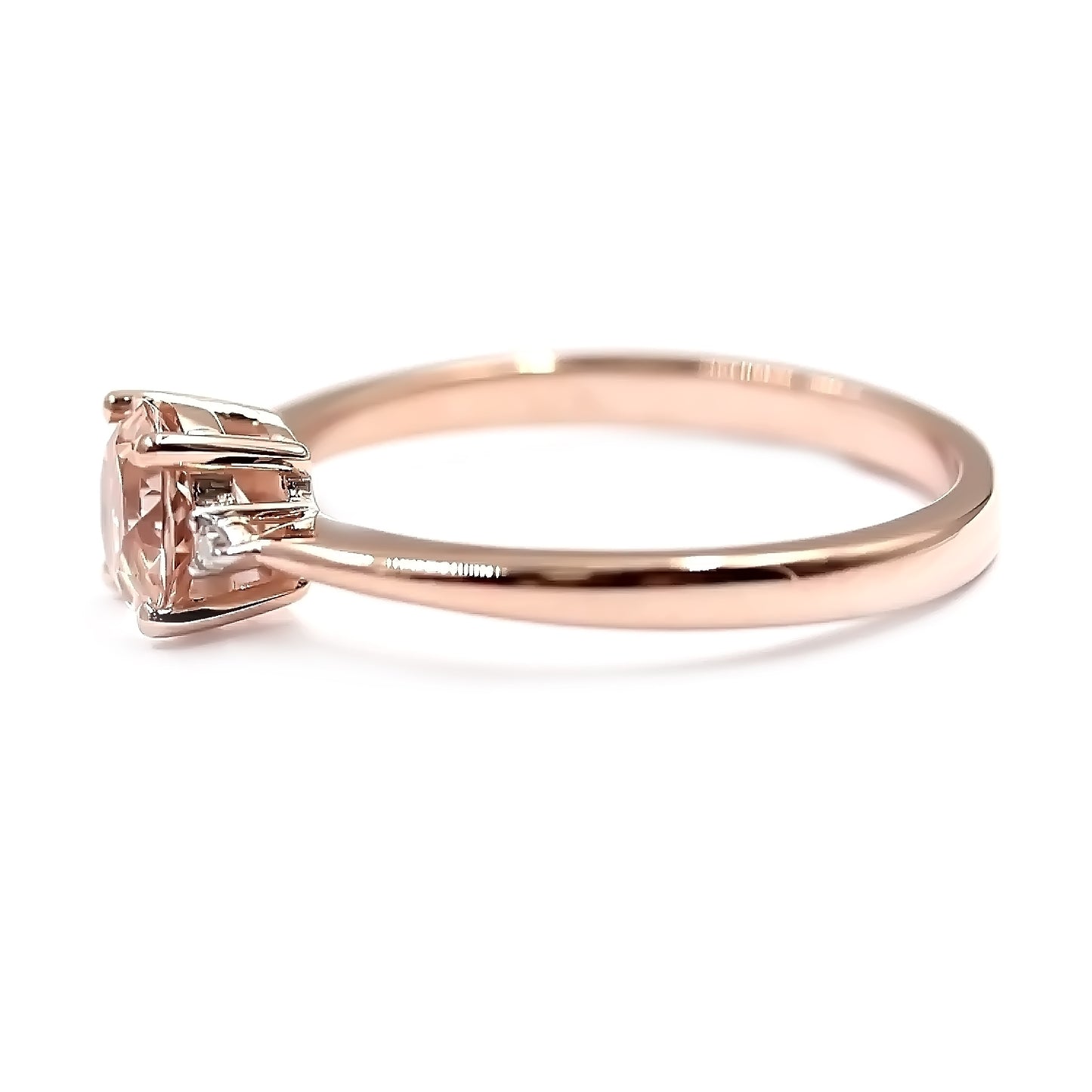 14kt Rose Gold Morganite With Diamond Ring - Pinctore